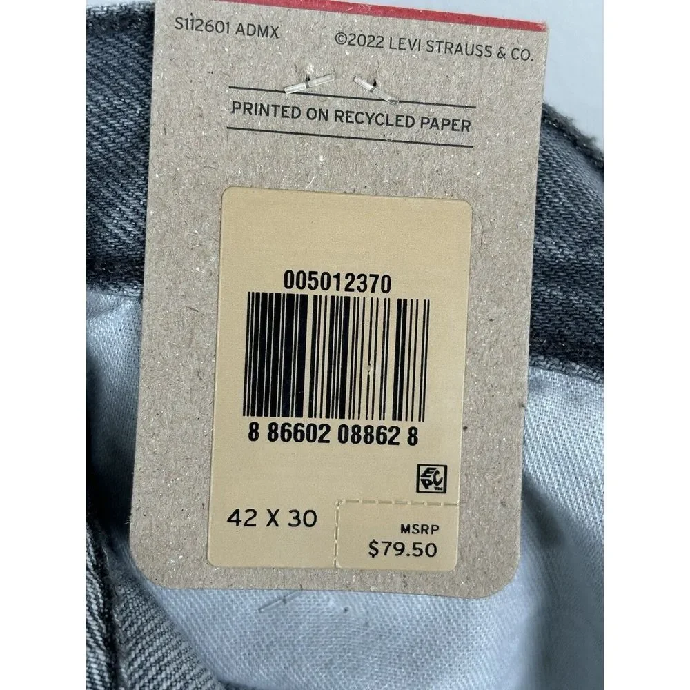 Levis 501 Jeans New Mens Original‎ Button Fly Color Grey 42x30 NWT